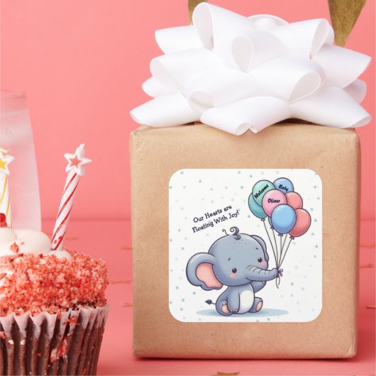 Baby Elephant Balloon Sticker (Party)