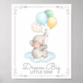 Baby Elephant & Balloons Traum Großes Kinderzimmer Poster