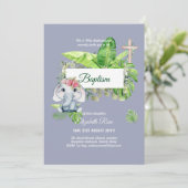 Baby Elephant BAPTISM Bautizo Bautismo Einladungen (Stehend Vorderseite)