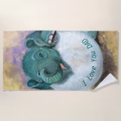 Baby Elephant Beach Handtücher Text - I Liebe You (Vorderseite)