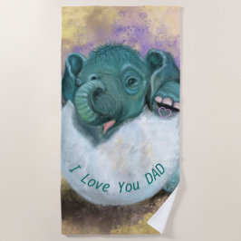 Baby Elephant Beach Handtücher Text - I Liebe You 