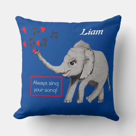 Baby Elephant Big Dream Throw Kissen (Vorderseite)