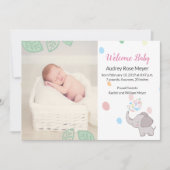 Baby Elephant Birth Ankündigung (Vorderseite)