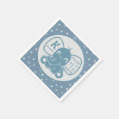 Baby Elephant Birth Announcement Blue Boy Serviette (Ecke)