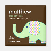 Baby Elephant Birth Announcement Magnet (Vorne)