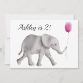 Baby Elephant Birthay Party Einladung Pink & Gray (Rückseite)