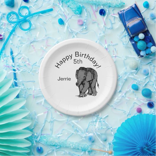 Baby Elephant Birthday Pappteller (Party)