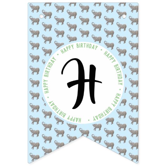 Baby Elephant Birthday Wimpelkette (Zweite Fahne)