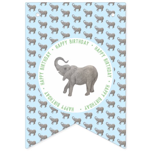 Baby Elephant Birthday Wimpelkette (Erste Fahne)