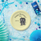 Baby Elephant Birthday Yellow Pappteller (Party)