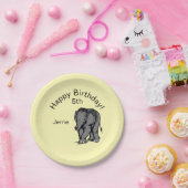Baby Elephant Birthday Yellow Pappteller (Party)