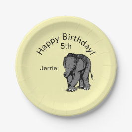 Baby Elephant Birthday Yellow Pappteller