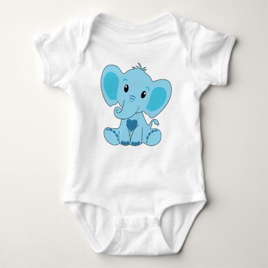 Baby, Elephant, Blau, Baby Bodysuit, DAM Creative, Baby Strampler (Vorderseite)