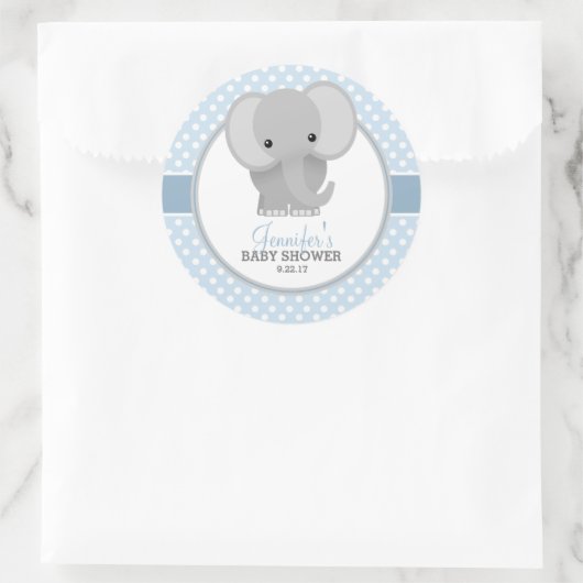 Baby Elephant (blau) Babydusche Runder Aufkleber (Tasche)