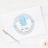 Baby Elephant (blau) Babydusche Runder Aufkleber (Umschlag)