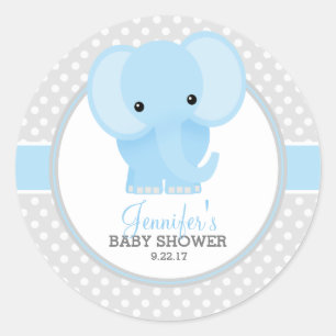 Baby Elephant (blau) Babydusche Runder Aufkleber