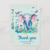 Baby Elephant Blue Baby Dusche Vielen Dank Dankeskarte (Vorne/Hinten)