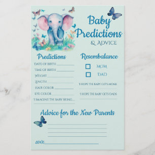 Baby Elephant Blue Baby Predictions Addicvice Card