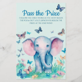 Baby Elephant Blue Baby Shower Pass das Preisspiel