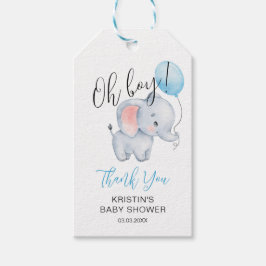 Baby Elephant & Blue Balloon Baby Dusche Geschenkanhänger