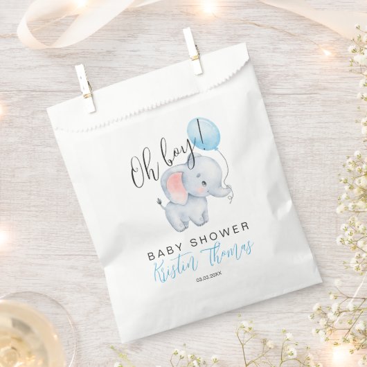 Baby Elephant & Blue Balloon Baby Dusche Geschenktütchen (Ausgeschnitten)