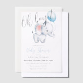 Baby Elephant & Blue Balloon Baby Dusche Pergament Einladungen (Versetzt)