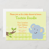 Baby Elephant Blue Boy Babydusche Sprinkle Einladung (Vorne/Hinten)