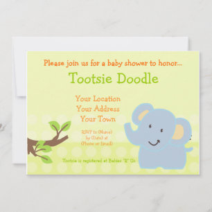Baby Elephant Blue Boy Babydusche Sprinkle Einladung