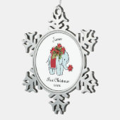 Baby Elephant blue First Weihnachtsschmuck Schneeflocken Zinn-Ornament (Rechts)