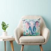 Baby Elephant Blue Personalisiert Birth Date Time Kissen (Stuhl )