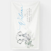 Baby Elephant Blue Sage Baby Dusche Begrüßungsbann Banner (Vertikal)