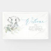 Baby Elephant Blue Sage Baby Dusche Empfang Banner (Horizontal)