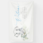 Baby Elephant Blue Sage Baby Dusche Empfang Banner (Vertikal)