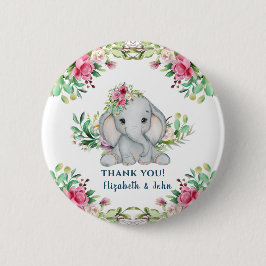 Baby Elephant Blume Babydusche Danke Schaltfläche Button