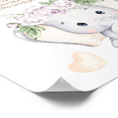 Baby Elephant & Blume Wasserfarbe Kinderdusche Poster (Ecke)