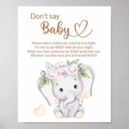 Baby Elephant & Blume Wasserfarbe Kinderdusche Poster