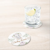 Baby Elephant & Blume Wasserfarbe Kinderdusche Runder Pappuntersetzer (Vor Ort)