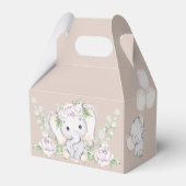 Baby Elephant & Blume Watercolor Babydusche Fav Geschenkschachtel (Rückseite)