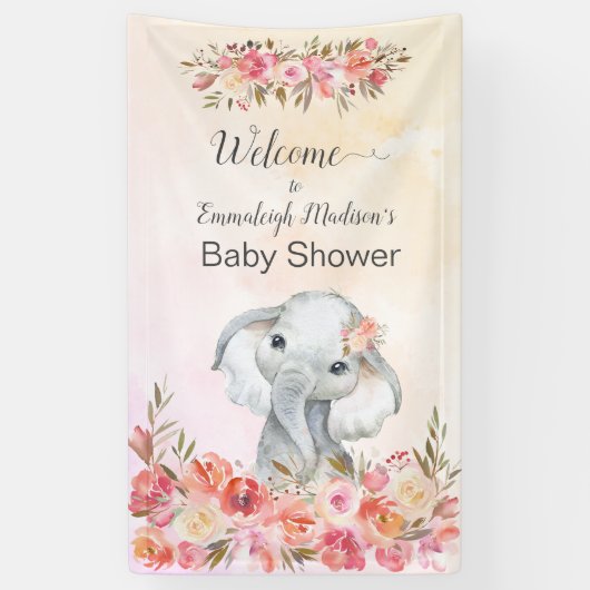 Baby Elephant Boho Chic Baby Dusche Willkommen Banner (Vertikal)