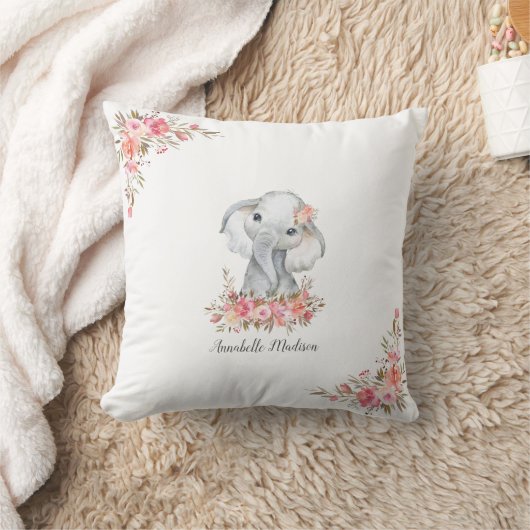 Baby Elephant Boho Chic Watercolor Kissen (Decke)
