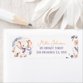 Baby Elephant Boho Floral Design - Rücksendeadress (Insitu)