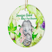 Baby Elephant Botanical Custom Foto 1. Weihnachten Keramik Ornament (Links)