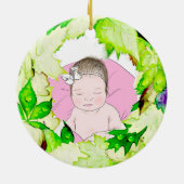 Baby Elephant Botanical Custom Foto 1. Weihnachten Keramik Ornament (Hinten)
