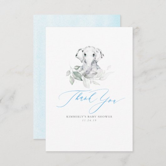 Baby Elephant Boy Baby Dusche Vielen Dank Dankeskarte (Vorne/Hinten)