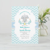 Baby Elephant Boy Baby Shower Einladung (Stehend Vorderseite)