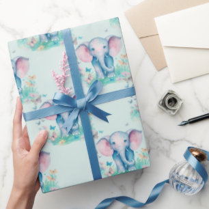 Baby Elephant Boy Birthday Geschenkpapier