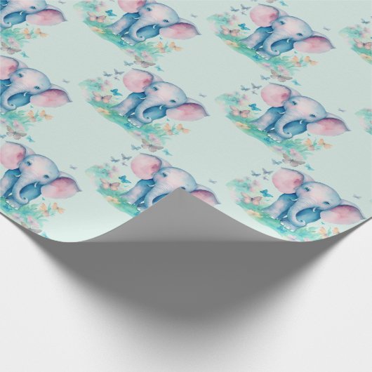 Baby Elephant Boy Birthday Geschenkpapier (Ecke)