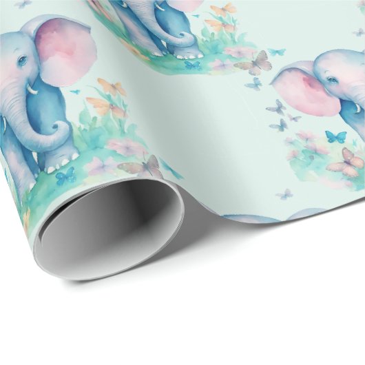 Baby Elephant Boy Birthday Geschenkpapier (Rolleneckpunkt)