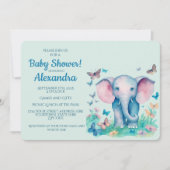 Baby Elephant Boys Babydusche Einladung (Vorderseite)
