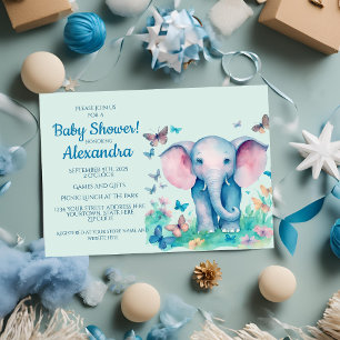 Baby Elephant Boys Babydusche Einladung